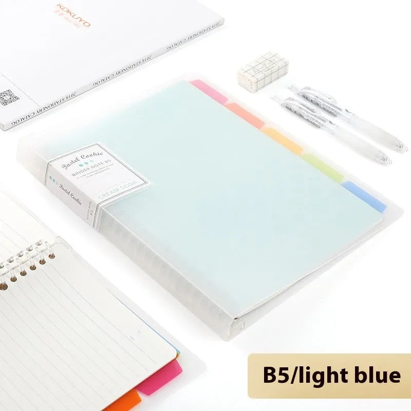 Loose spiral notebook refill with transparent PP cover and raw wood pulp paper in A5 size