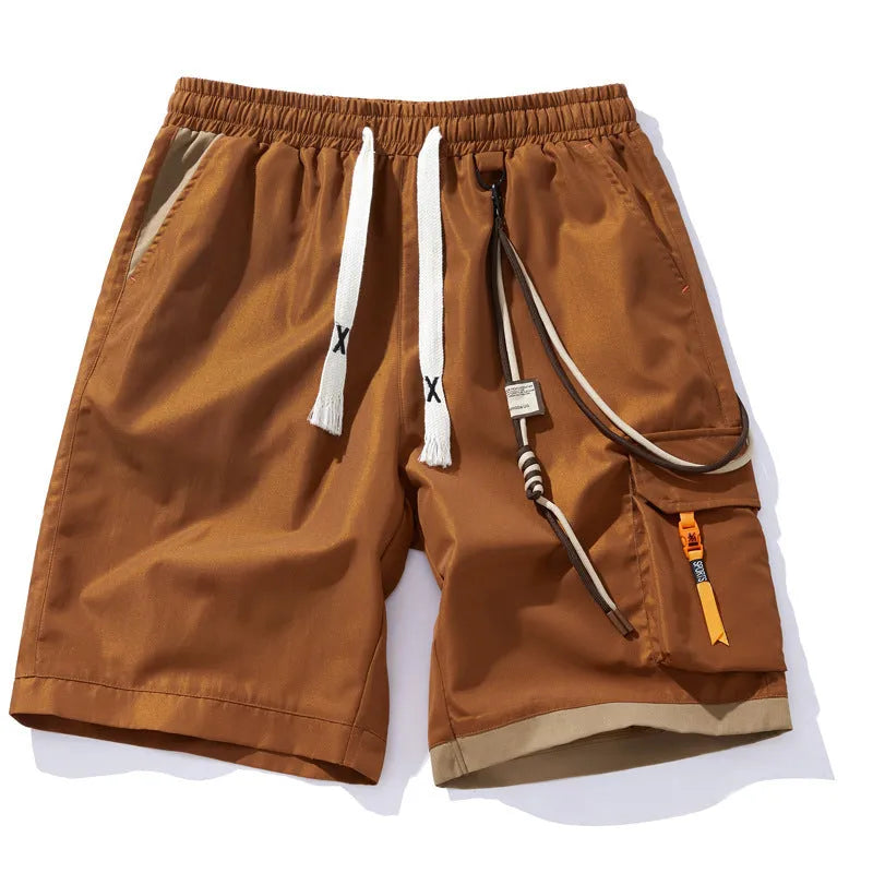 Men's loose fit bamboo fibre shorts with elastic waist in coffee colour