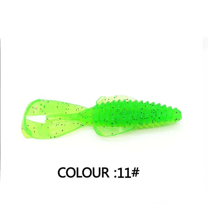 PVC soft bait fishing lure showing colour variations in 8cm and 12cm sizes