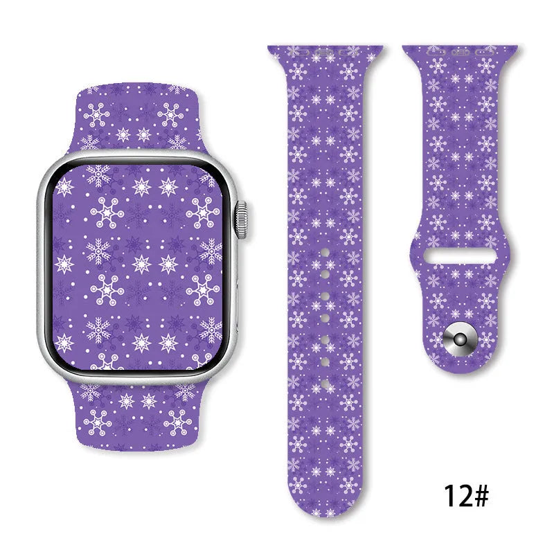 Christmas silicone watch strap in solid colour style 01, fitting 38-49mm watch cases with push-pin fitting