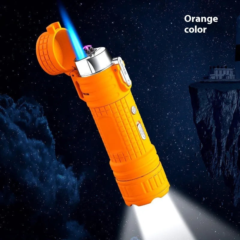TH727 multifunction waterproof flashlight lighter in metal construction with five colour options