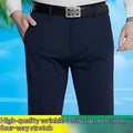 Men's autumn winter thick casual pants in sapphire blue with high elasticity waist, polyester fabric, size 29-40