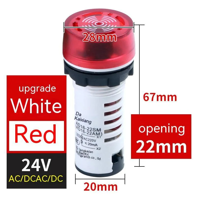 Red, green, and yellow LED flashing sound and light buzzer for 22mm panel mounting