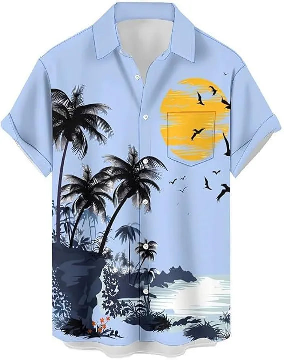 Men's slim fit camouflage short sleeve casual shirt in cardigan style