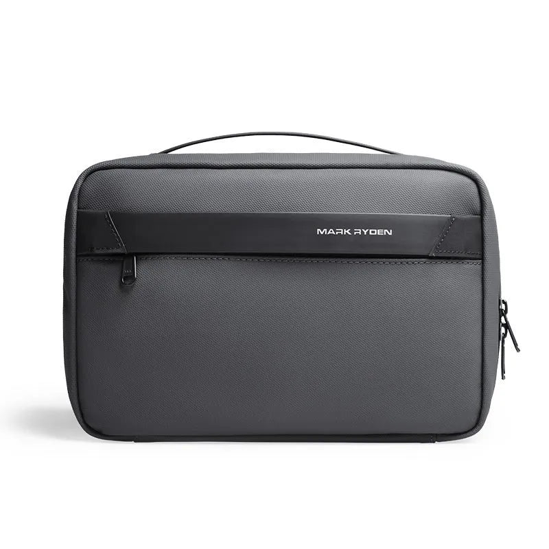 Oxford cloth multi-layer toiletries storage bag with wet dry separation compartments in graphite grey.
