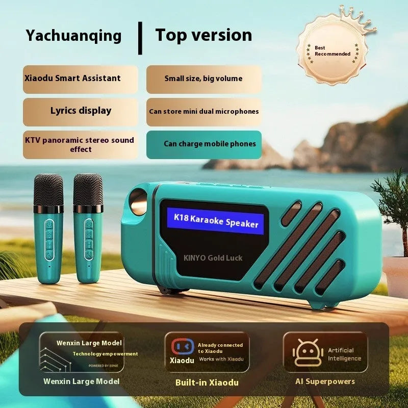 K18 Bluetooth speaker microphone set with lithium battery in Milky White lyrics edition