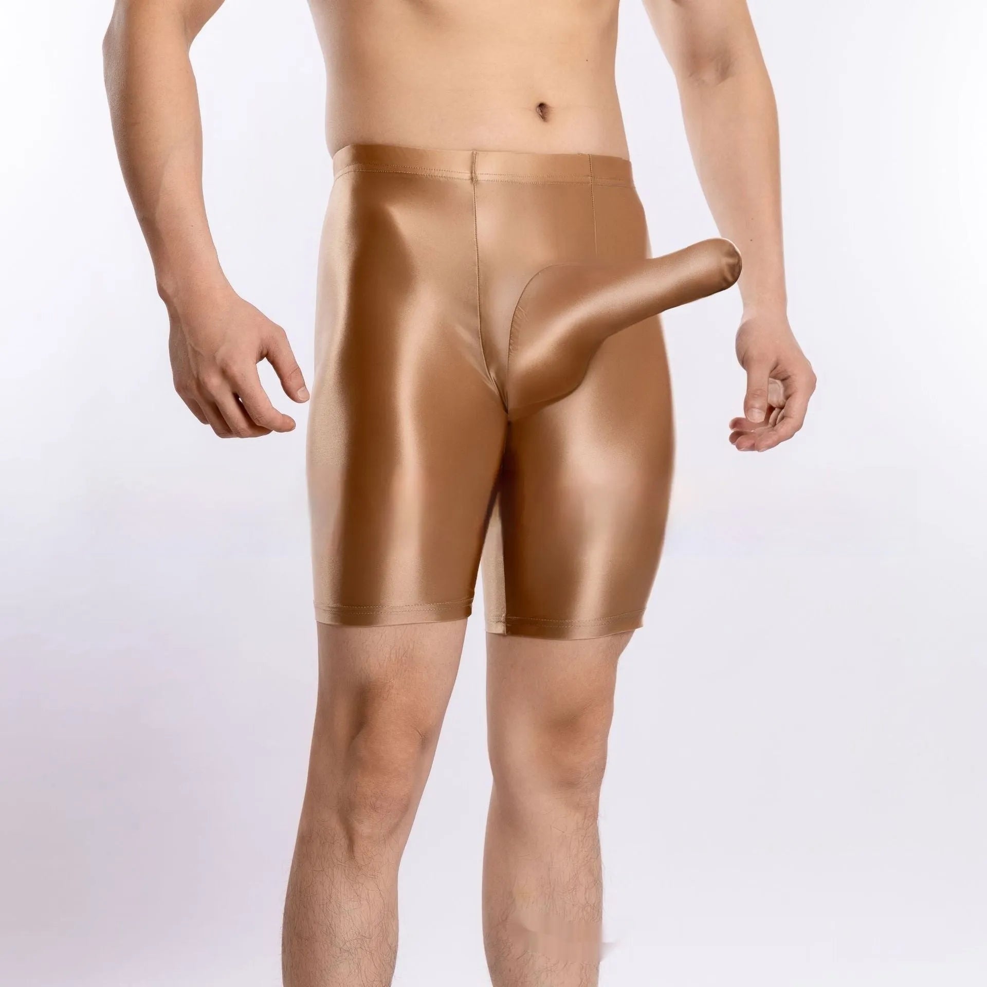 Men's plus size shiny silky nylon sports shorts in multiple colours