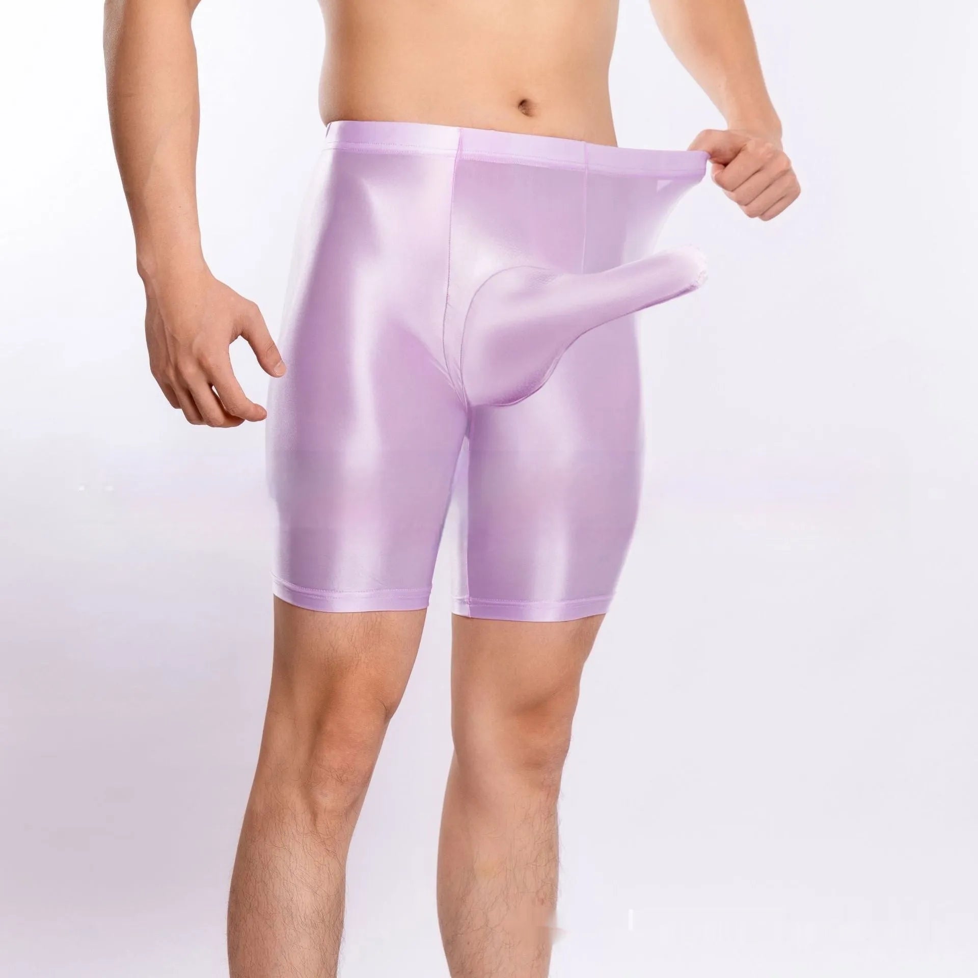 Men's plus size shiny silky nylon sports shorts in multiple colours
