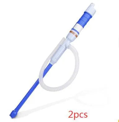 Blue manual hand pump for transferring gasoline and liquids to vehicles