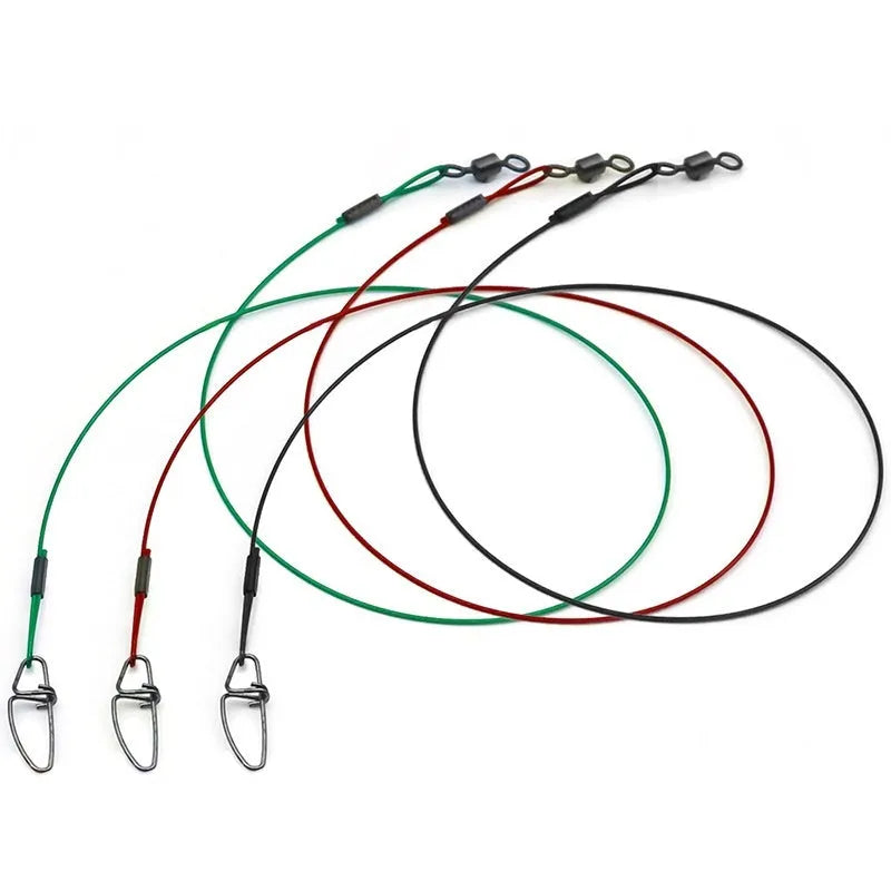 54cm anti-bite steel wire double buckle fishing pins in black green red colours