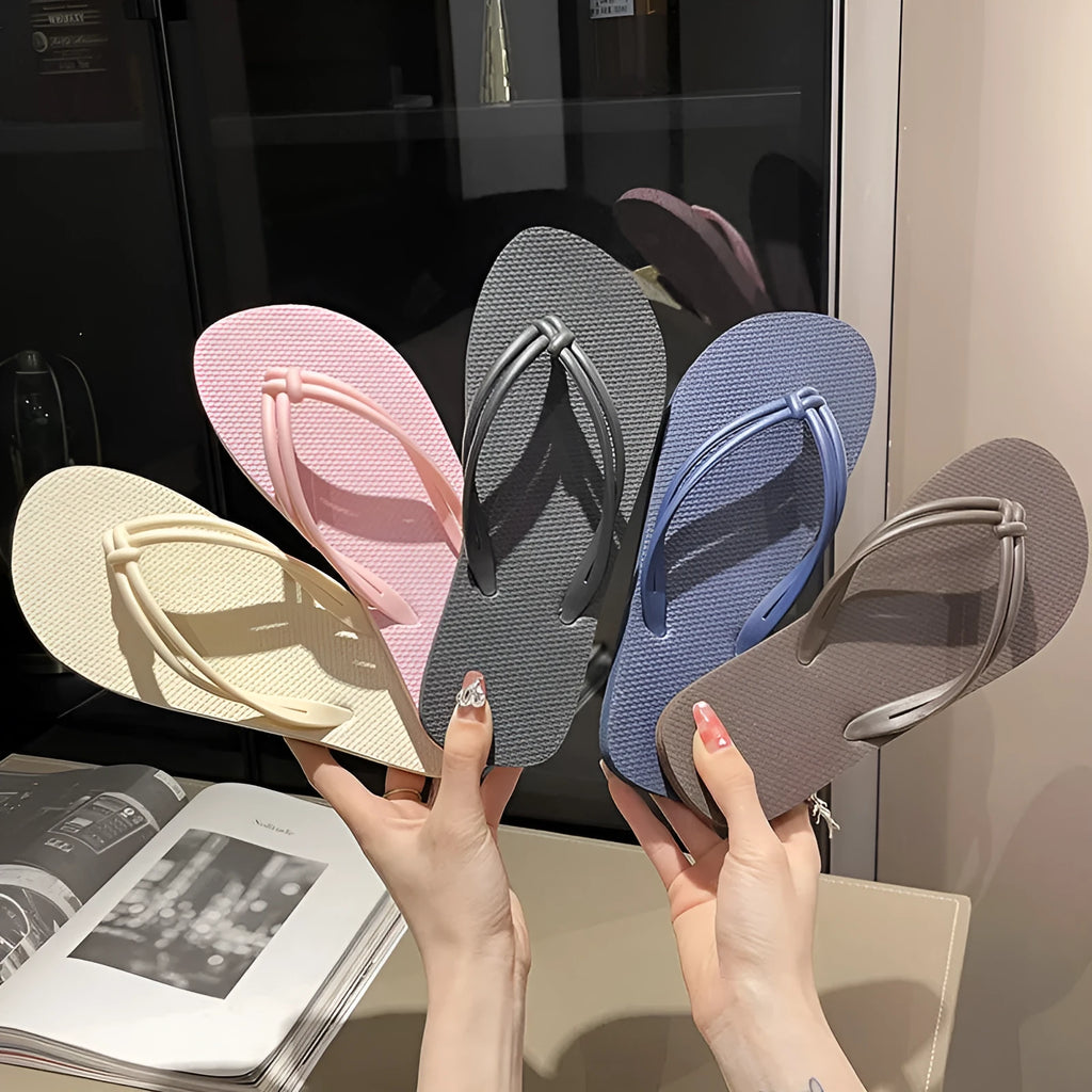 Men's casual PVC flip flops in a toe-covering style on a white background.