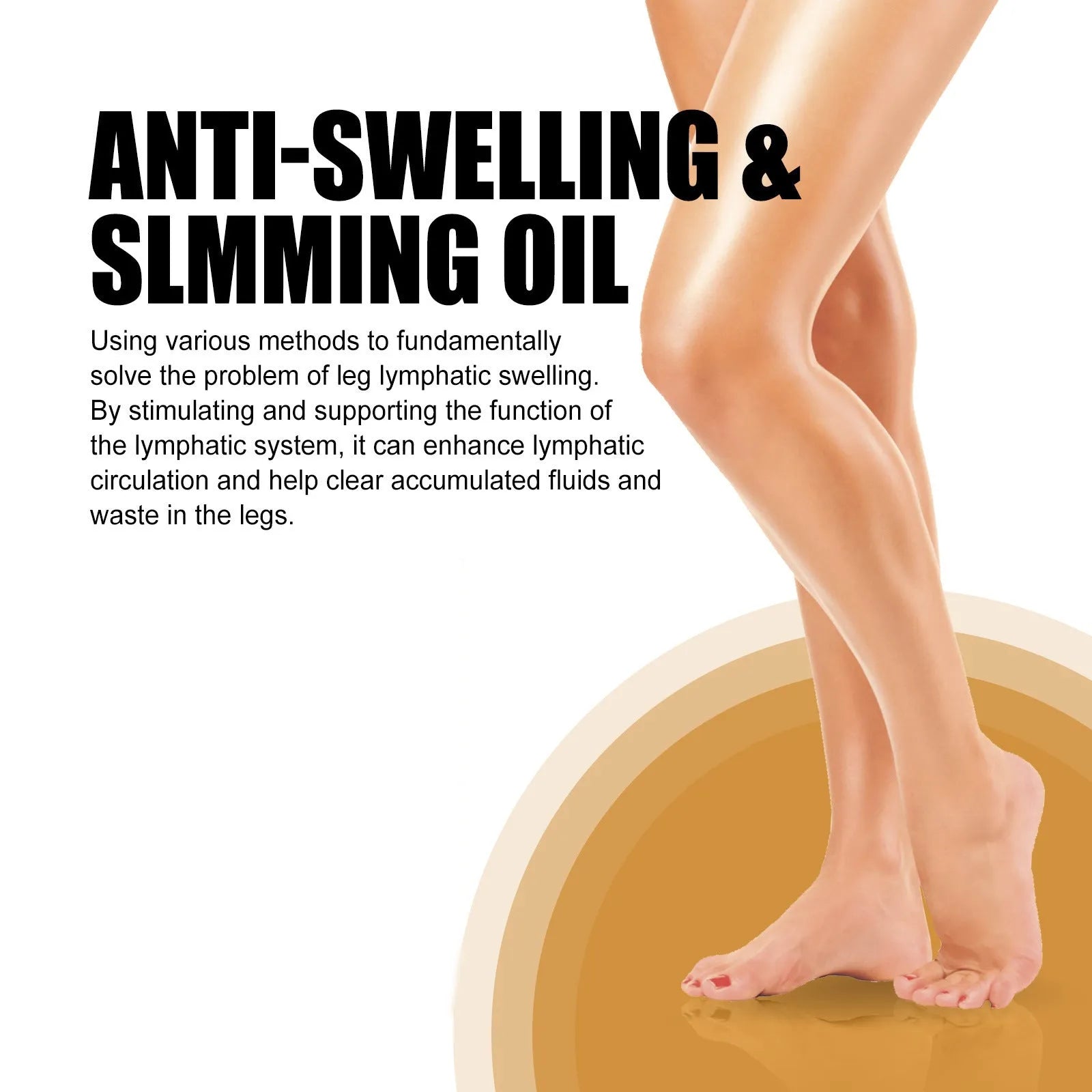 50ml bottle of moisturising body oil with six botanical extracts for skin care and leg massage