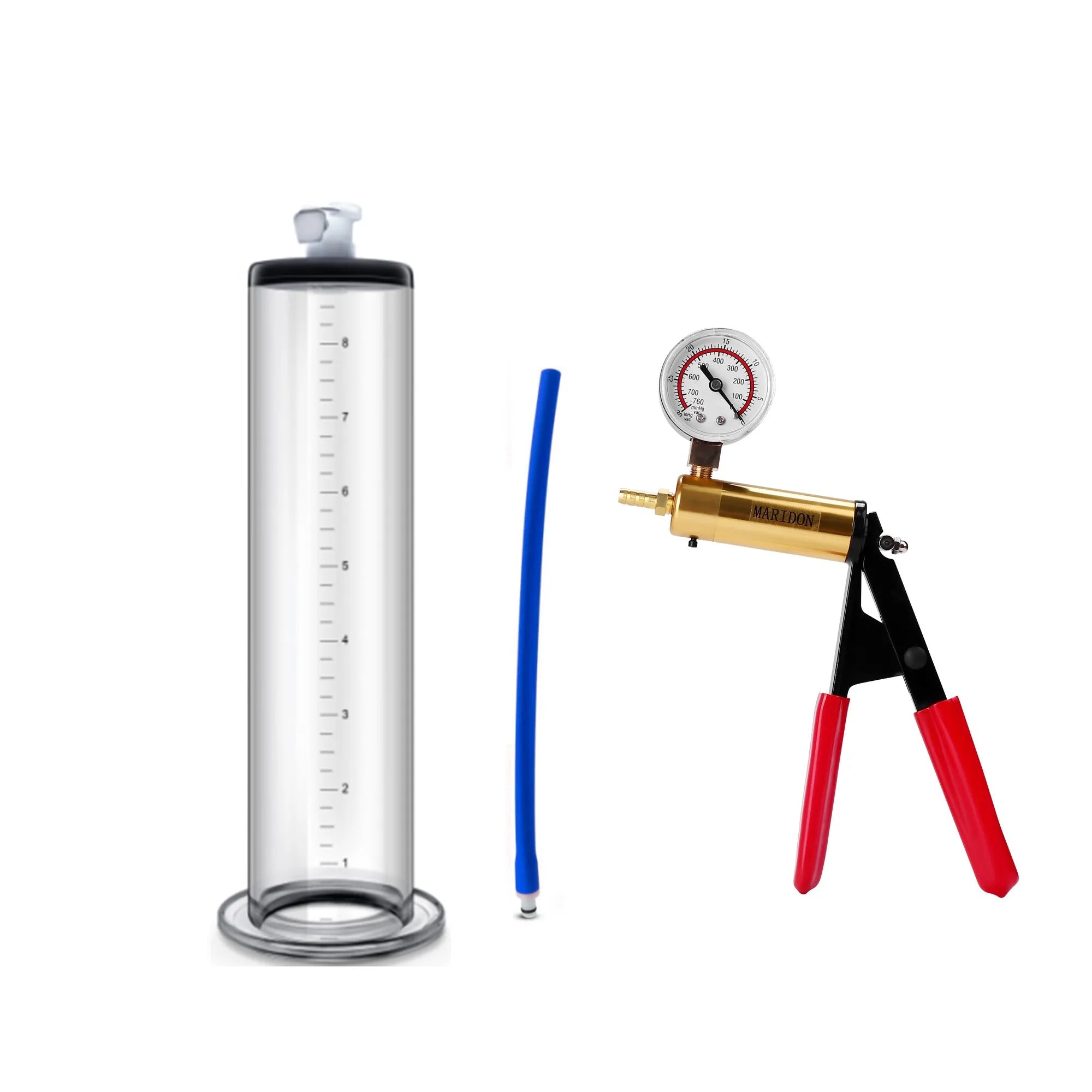 Handle flange cylinder display gym equipment workout kit with silicone pump and extender in 9 and 12 inch sizes