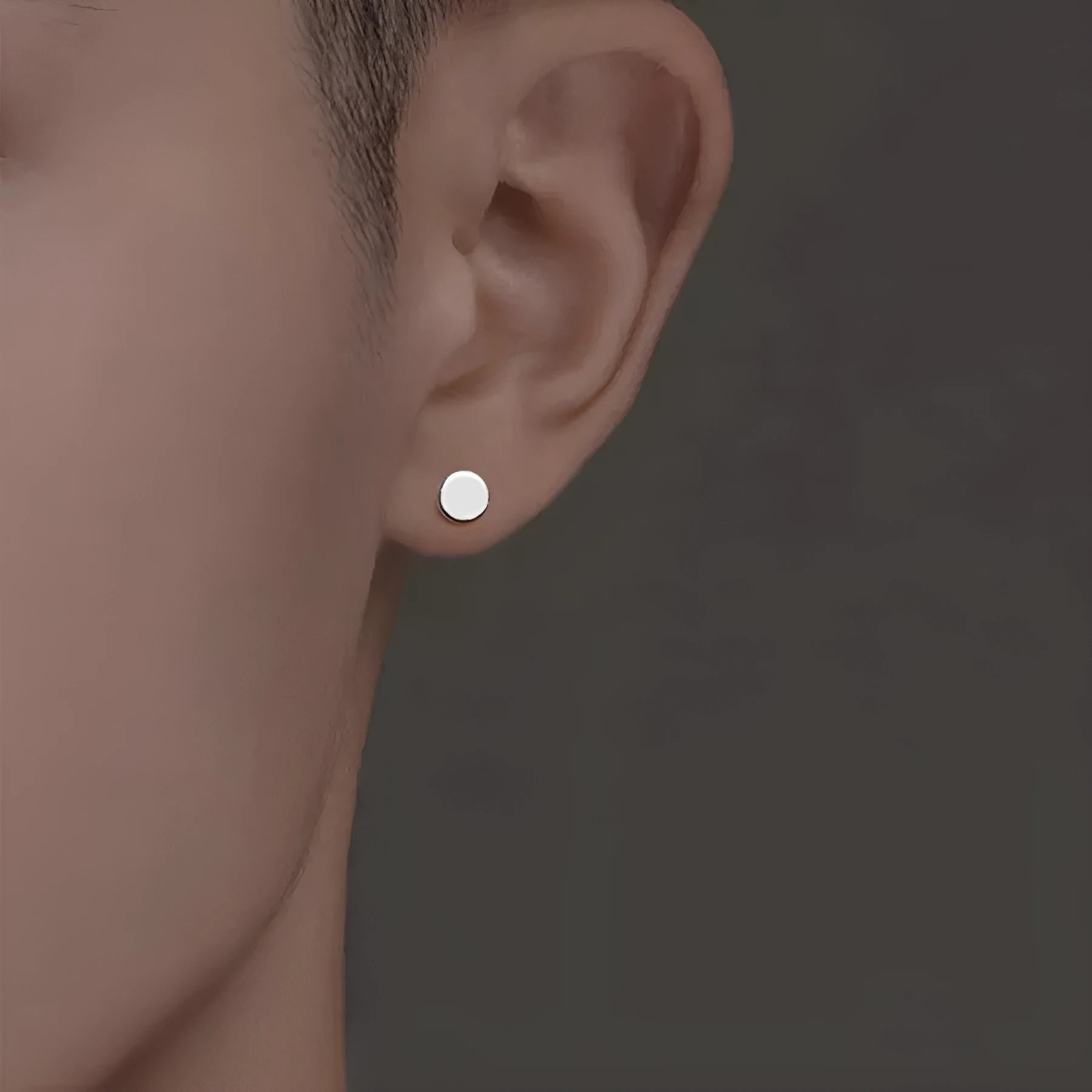 Sterling silver S999 flat bone stud earrings in round geometric design with 3mm to 8mm size options