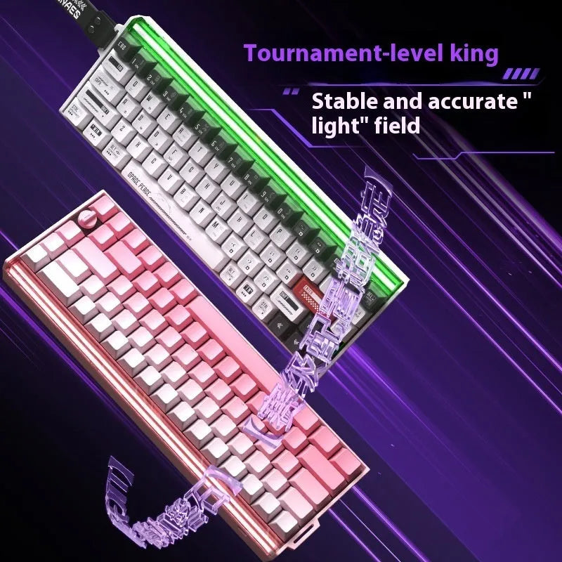 BOOM68 compact mechanical keyboard with RGB backlight in gradient pink colour variant