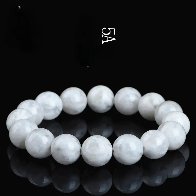 Women's crystal bracelet with natural blizzard snowflake round beads in geometric design with traditional elements