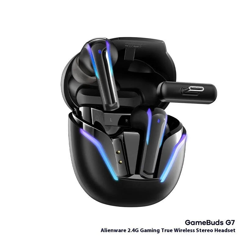 GameBuds G7 gaming earbuds with gradient breathing light in StarCraft Black, including 2.4G receiver
