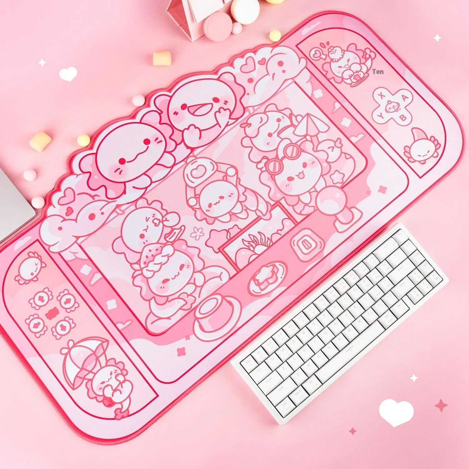 Hexagonal dragon crane machine anime design cloth mouse pad measuring 75 × 40cm with wrist support