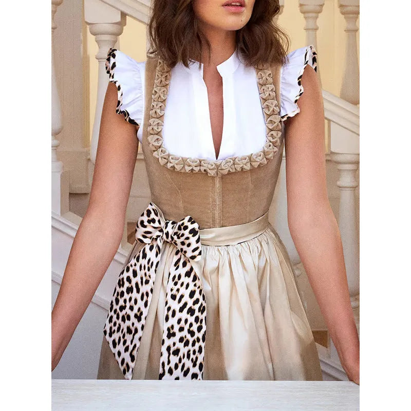 Women's khaki cotton polyester Oktoberfest beer dress with elegant style for festival events