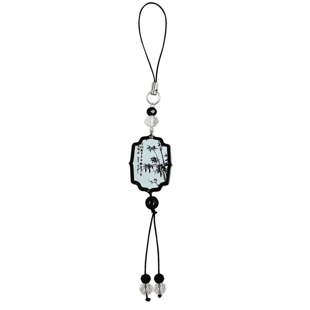 Guofeng Chinese style pendant keychain with plant and flower bead design in baked varnish finish