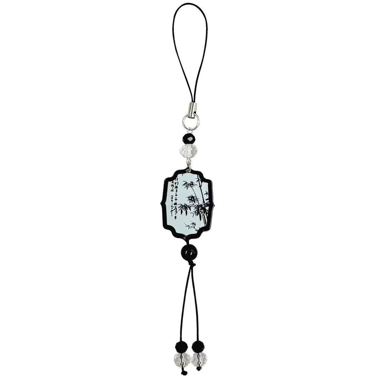 Guofeng Chinese style pendant keychain with plant and flower bead design in baked varnish finish