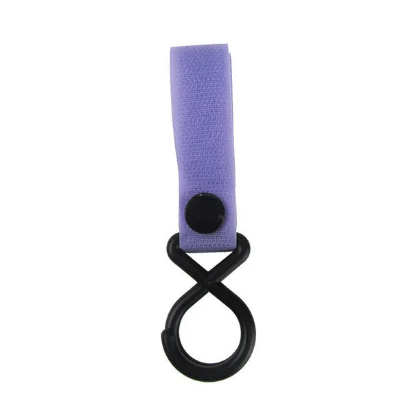 A selection of luggage Velcro hooks in various colours including red, blue, green, and yellow on a white background