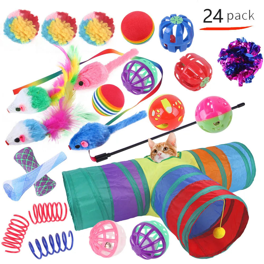 Plastic cat toy suit with tunnel channels in a selected colour from the B99801-B99855 range