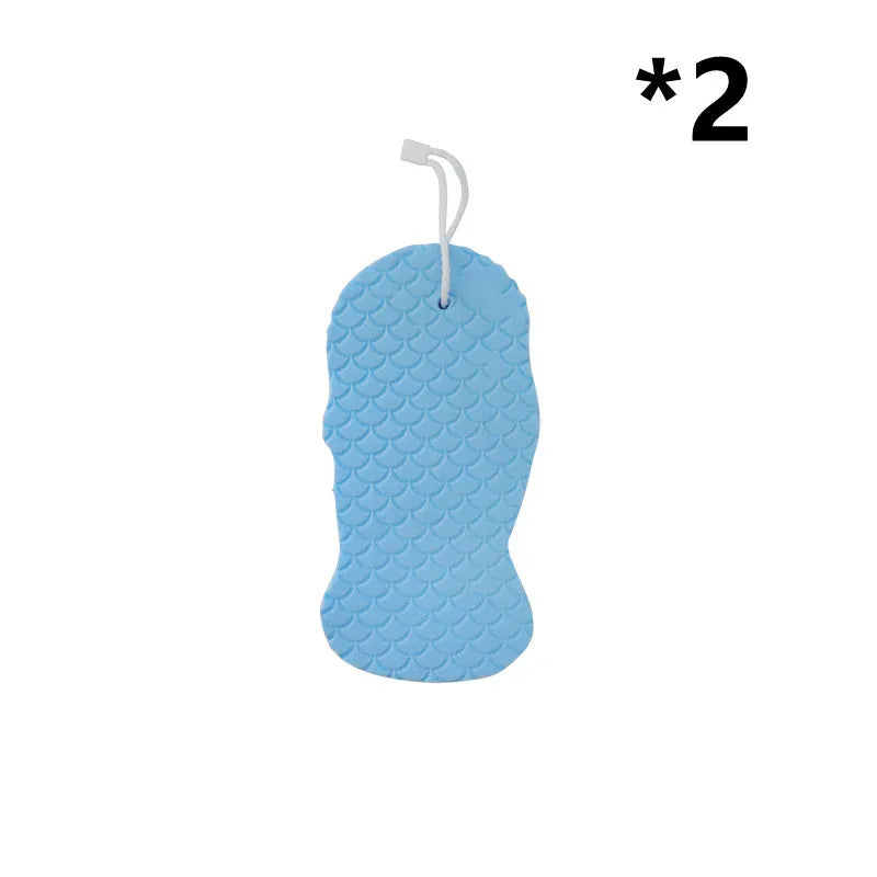 3D fish scale pattern bath sponge ball in white, grey, pink, or light blue colour.