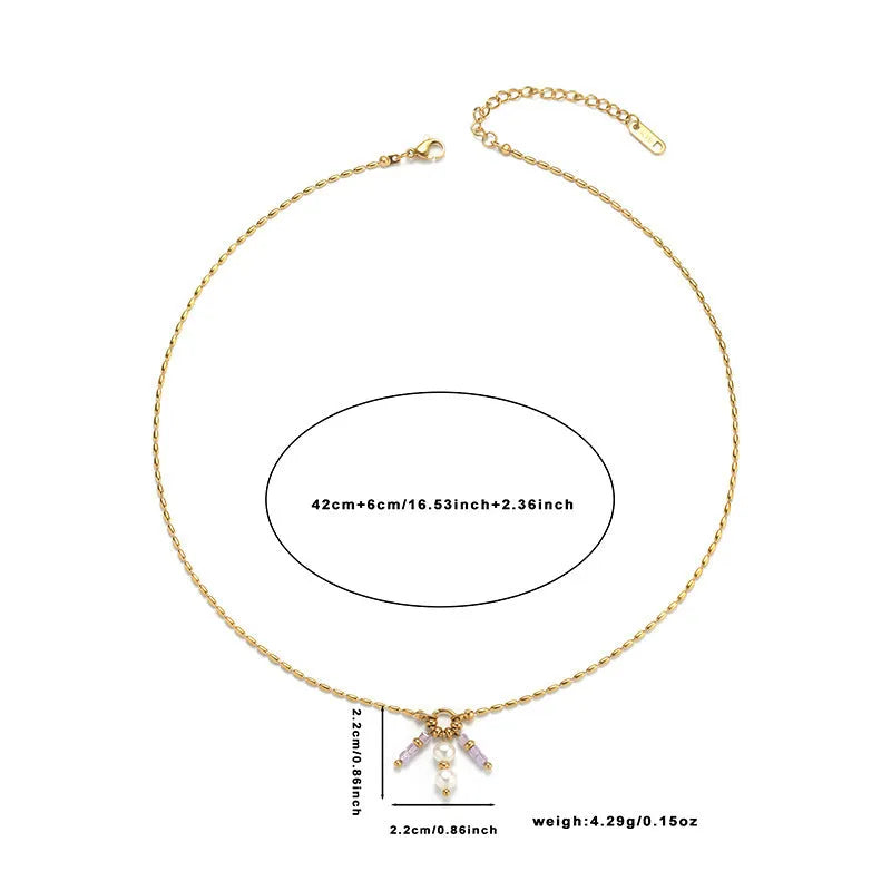 Pearl pendant necklace with non-fade textured Natural White finish, European and American style