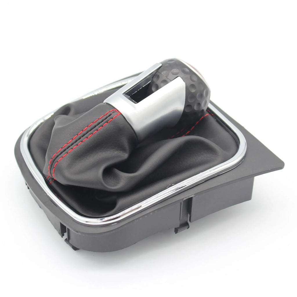 Black leather gear shift knob with dust boot for Volkswagen Golf manual transmission