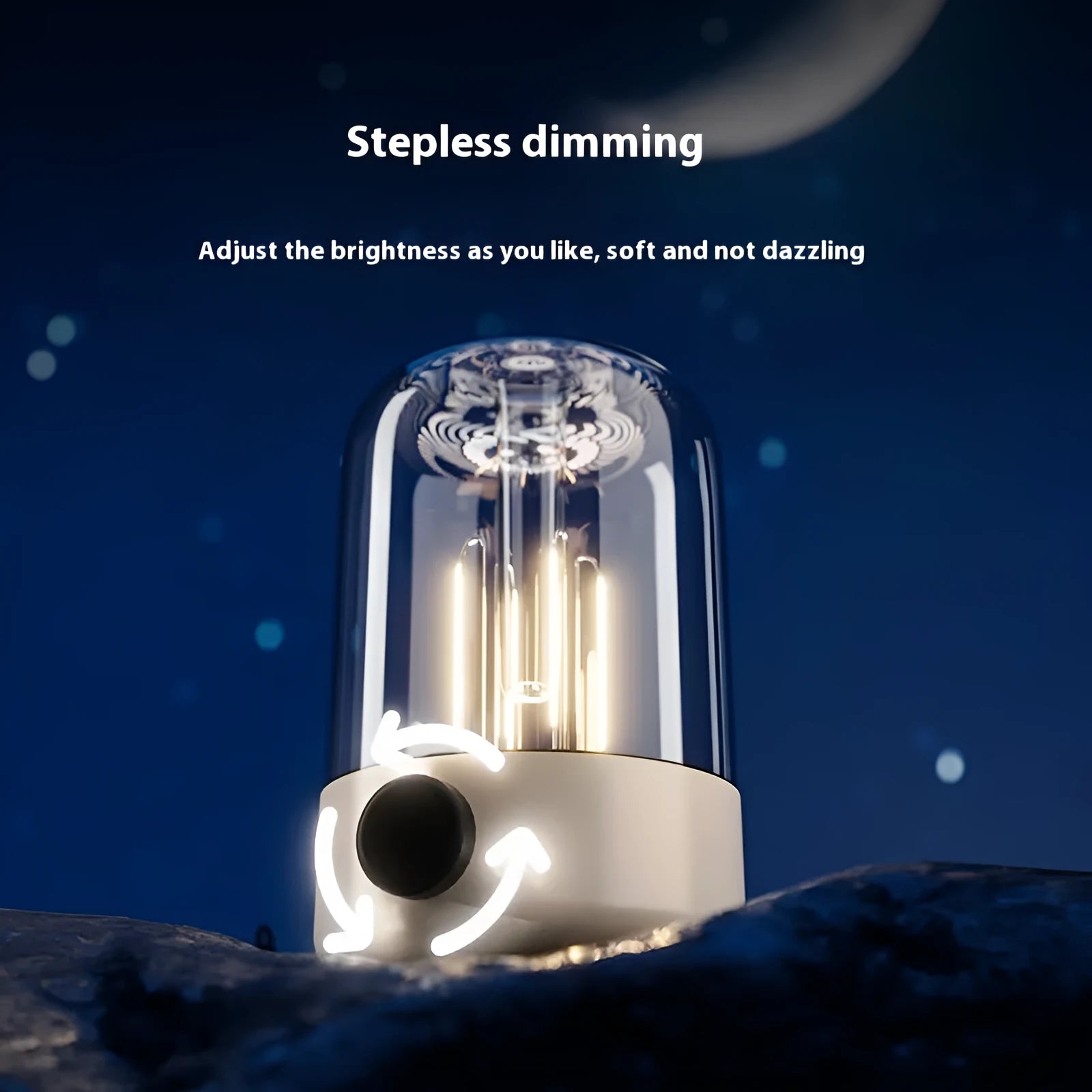 Charging LED camping tent ambience lamp with tungsten and SMD modes, 140x95mm, beige colour option