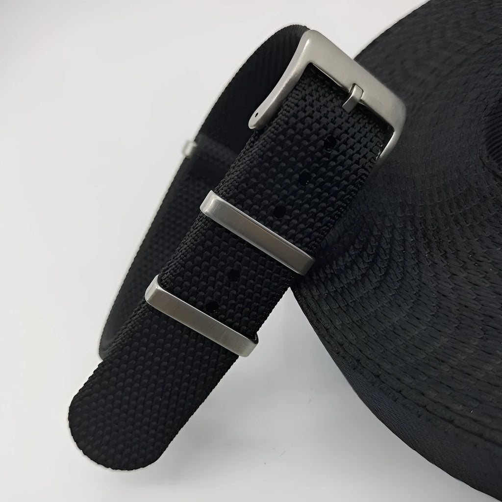 Textile nylon integrated watch strap in Army Green colour showing the 20mm width.