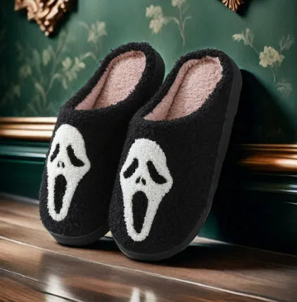 Halloween ghost hand cartoon thermal cotton slippers with suede upper, non-slip rubber sole, ghost hand colour