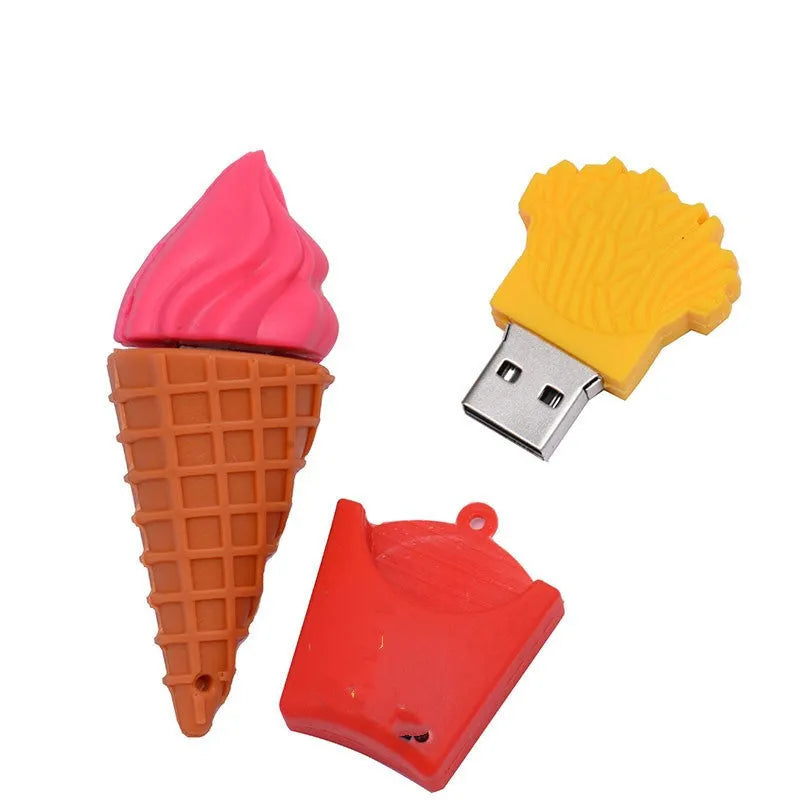 Mini ice cream design USB flash drive in pink, showing USB connector.