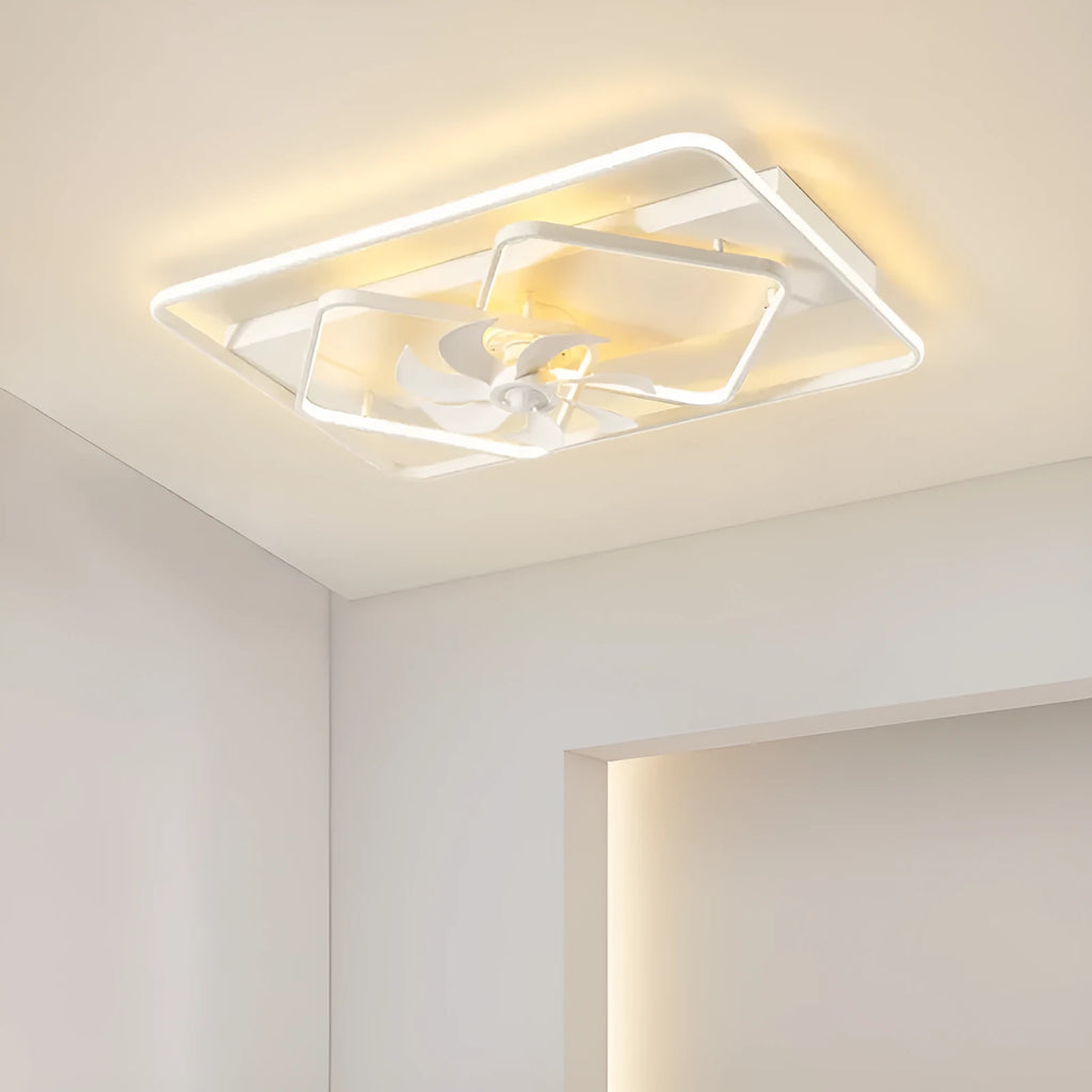 Modern thin suction ceiling fan lamp with light, 1100mm diameter with acrylic shade and plastic blades
