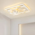 Modern thin suction ceiling fan lamp with light, 1100mm diameter with acrylic shade and plastic blades
