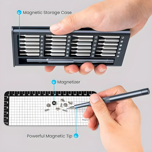 25-in-one magnetic precision screwdriver set with chrome vanadium steel bits and ABS handle
