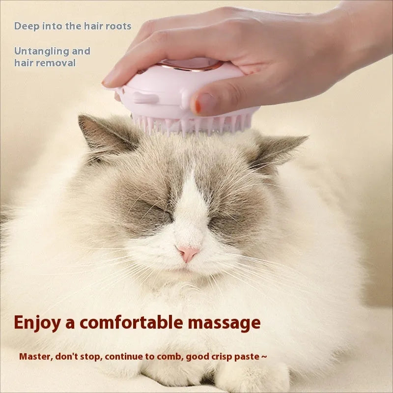 Pink and yellow pet comb laser toy grooming brush for cats and dogs with ABS plastic construction