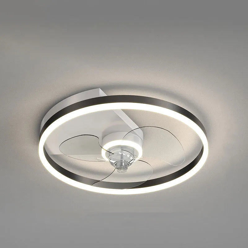 Nordic style white ceiling lamp with integrated fan and light for children's room