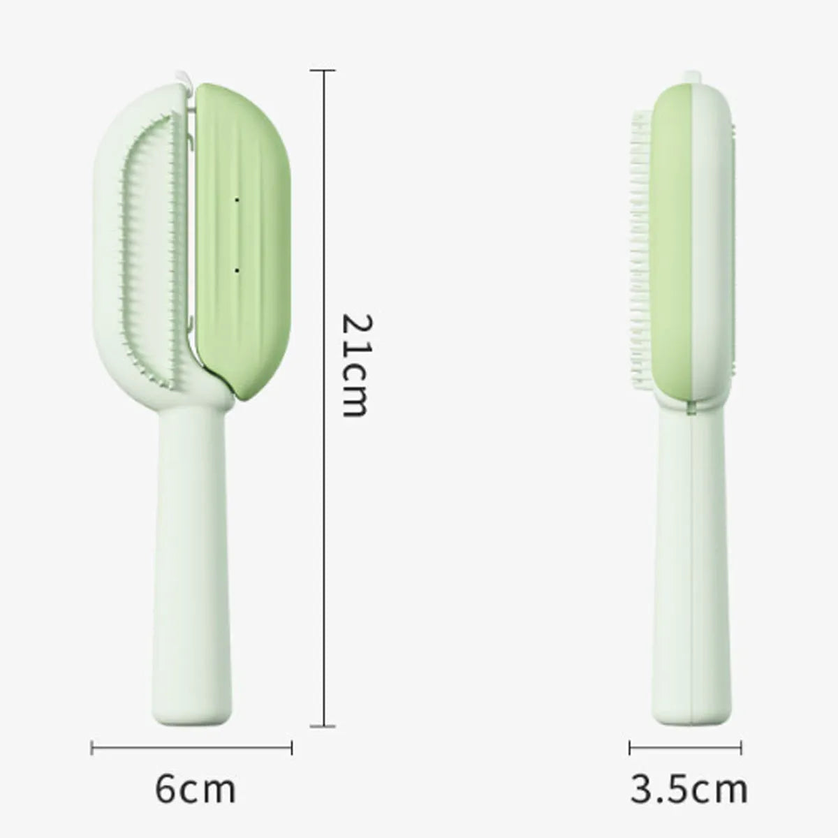 Blue pet grooming comb with a water tank for catching floating hair, shown alongside a soft cotton towel.