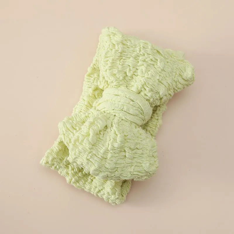 DIY Bowknot Kids Headband – woven cloth, high elastic, plaid pattern, children's hairband in beige