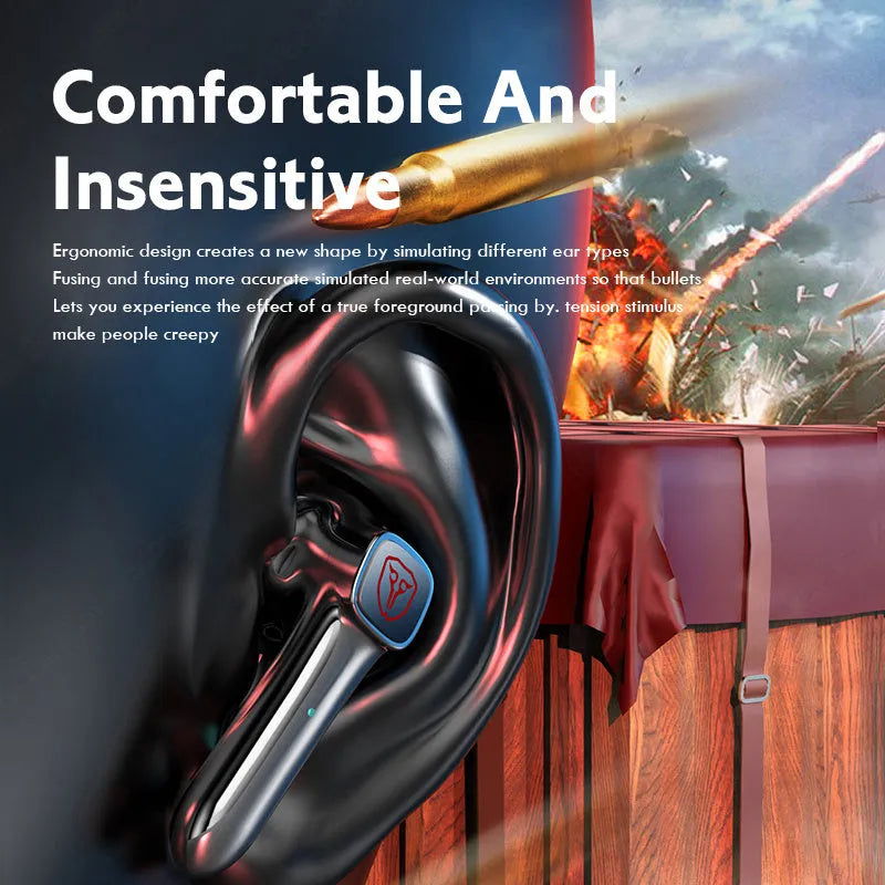 A compact, minimalist wireless Bluetooth gaming headset in the colour shown, made from black ABS plastic.