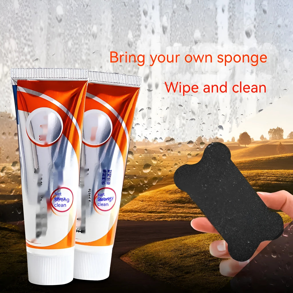 65ml tube of white car windshield scavenging agent paste with sponge mop for glass cleaning