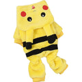Fleece cat winter coat with hood in cartoon pattern for small to medium pets