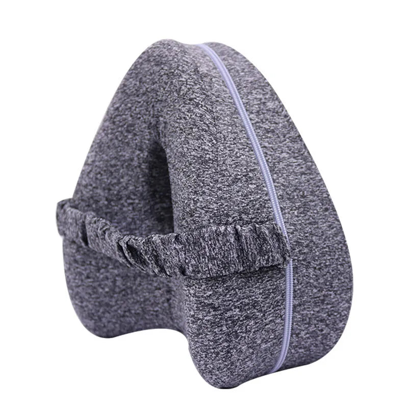 Heart-shaped memory foam leg pillow in blue colour with dimensions 25x23x13cm