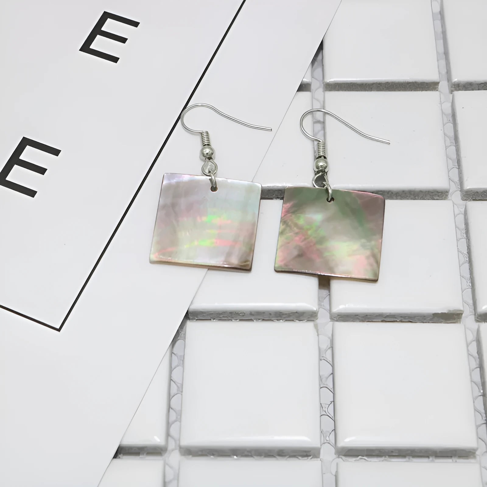 Women's geometric shell earrings in square panther or rectangular retro designs