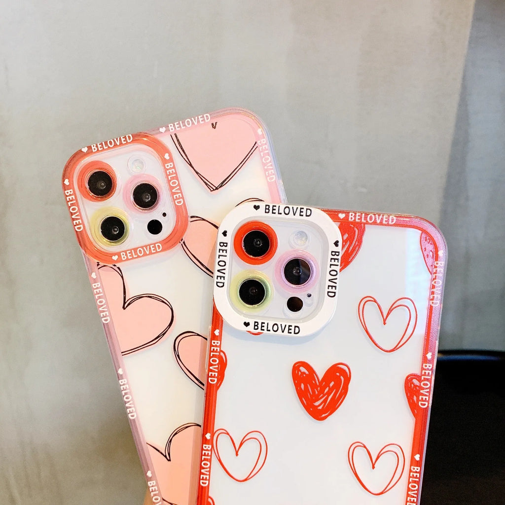 Pink and red love heart angel eyes design TPU back cover case for Apple iPhone.