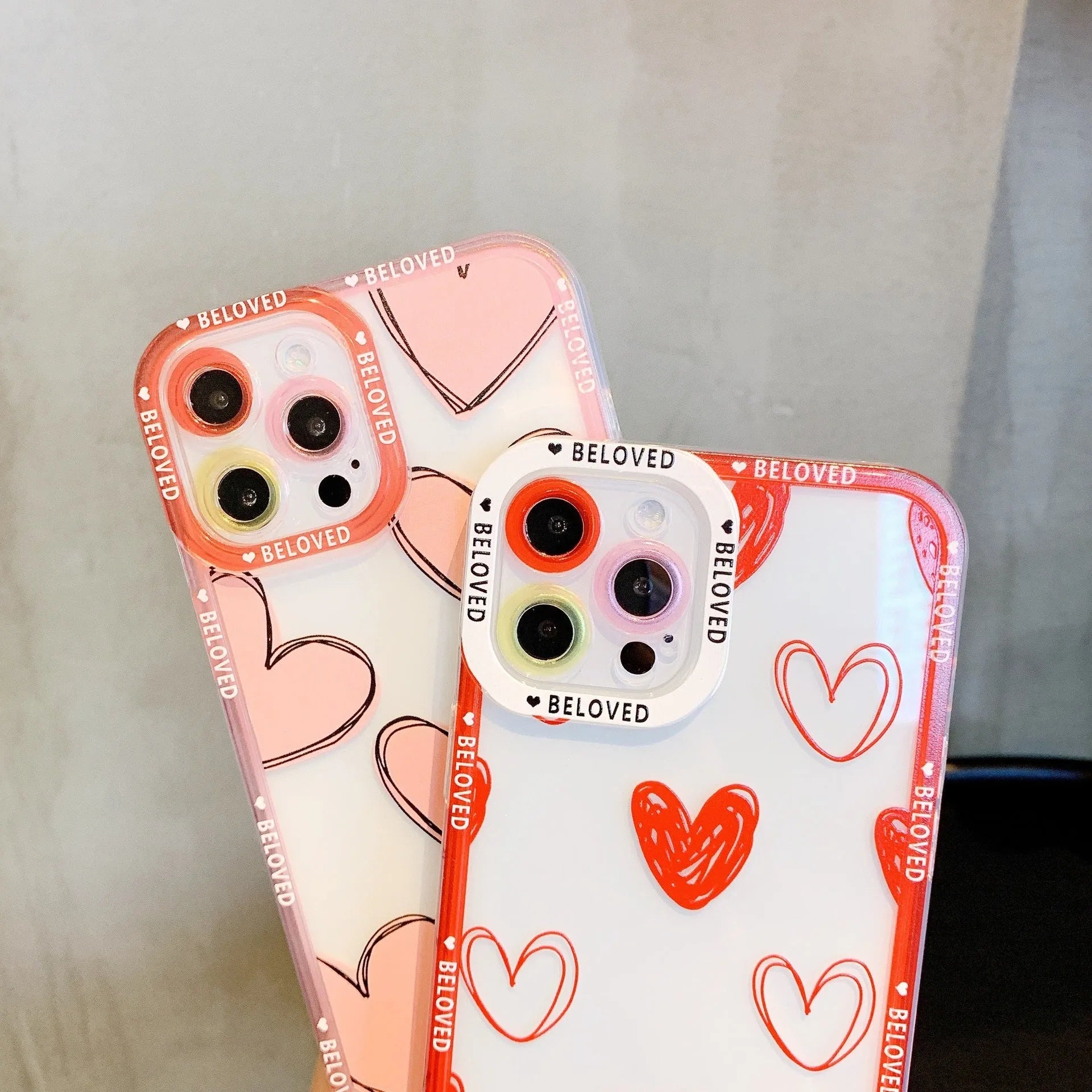 Pink and red love heart angel eyes design TPU back cover case for Apple iPhone.