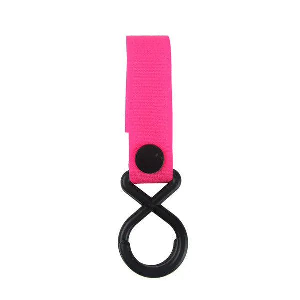 A selection of luggage Velcro hooks in various colours including red, blue, green, and yellow on a white background