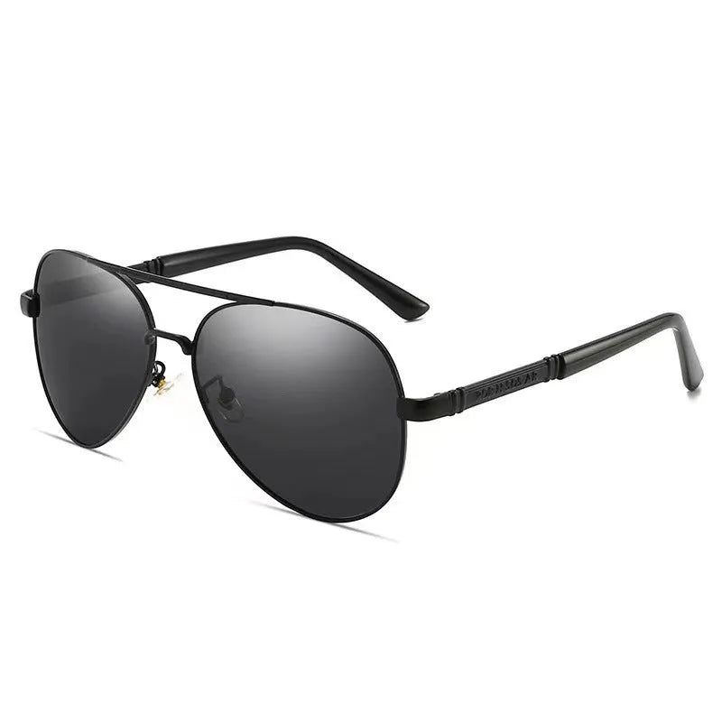Men's metal frame sunglasses with polarised or colour-changing lenses in black, gold, or silver finishes